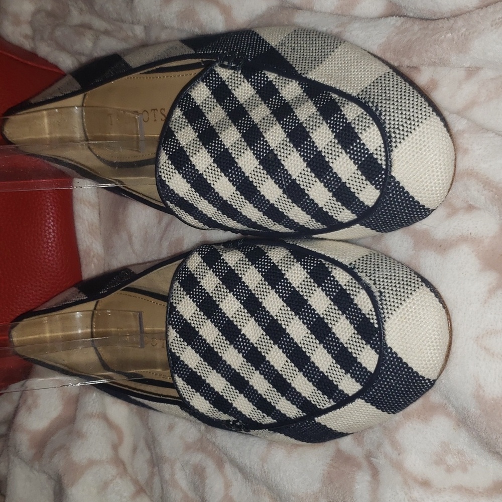 Talbots Ryan Novelty Indigo & Ivory Buffalo Check loafers Size 7.5 M